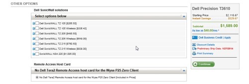 Sonic Wall Dell cost for t3610